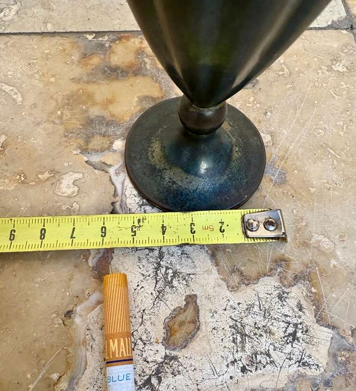 Vintage heavy bronze judaica oil jug by pall bell in Israel classical style 1950s