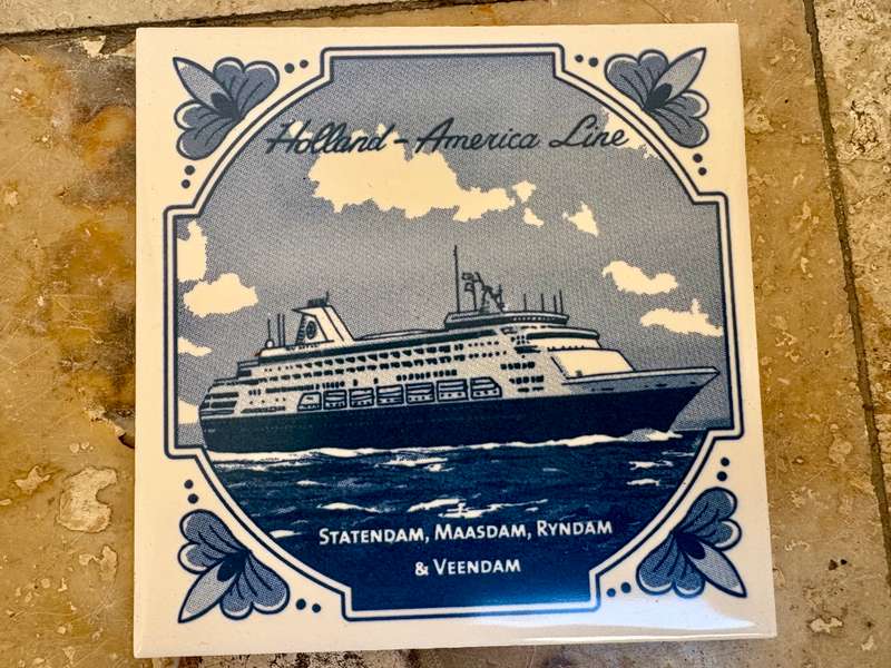 Blue Delft - Holland America Line - Ceramic Coaster/Tiles Cork backed set of 3