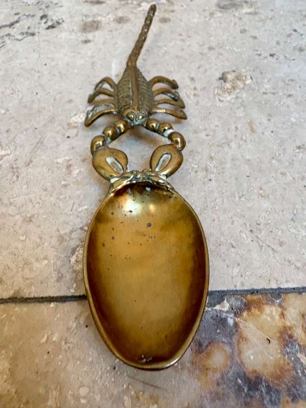Vintage scorpion brass spoon