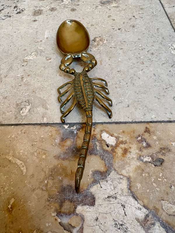Vintage scorpion brass spoon