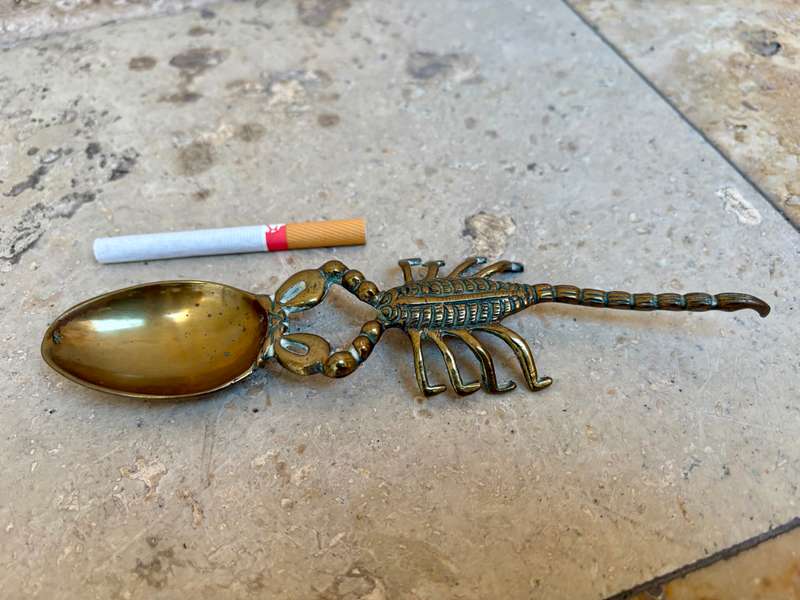 Vintage scorpion brass spoon