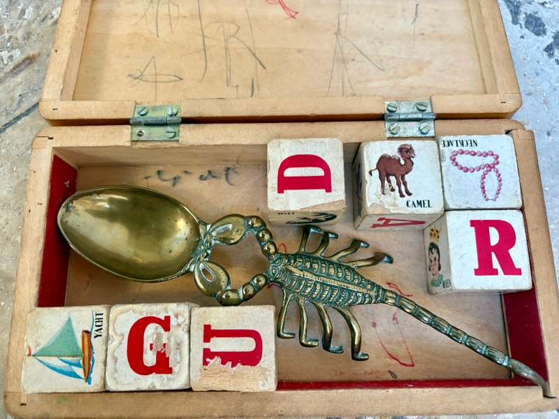Vintage scorpion brass spoon