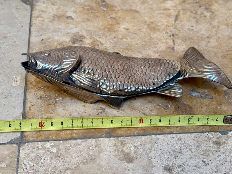 Vintage koi fish napkin holder silver plate letter holder