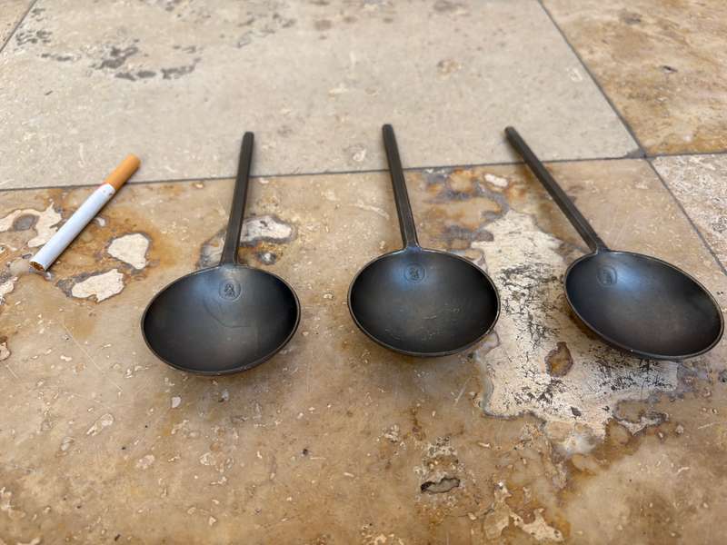 Vintage Dutch pewter spoon set of 3 in very good condition