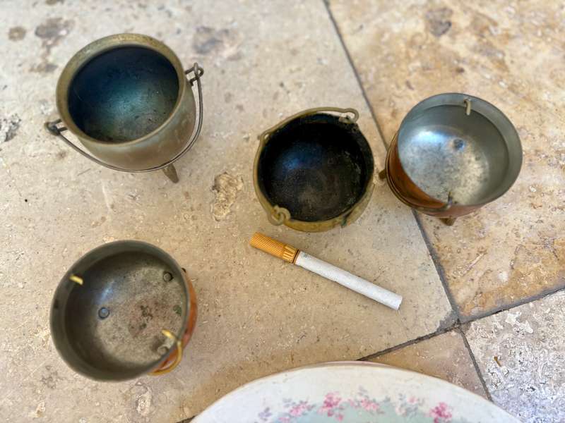 Vintage copper and brass cauldron potjie pot lot of 4 small
