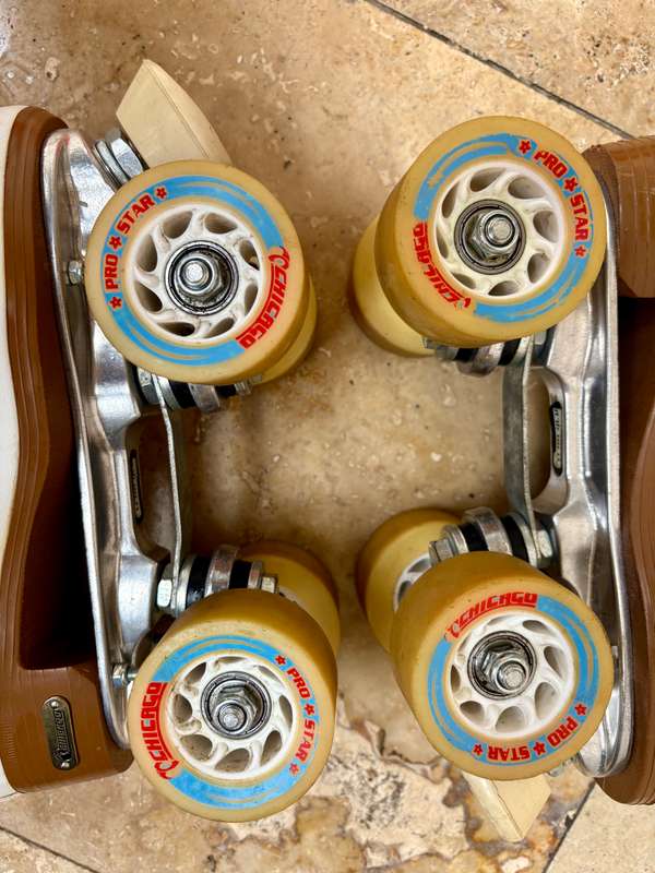 Vintage chigago roller skates premium 4 wheeler white leather ladies us 6 eur 37