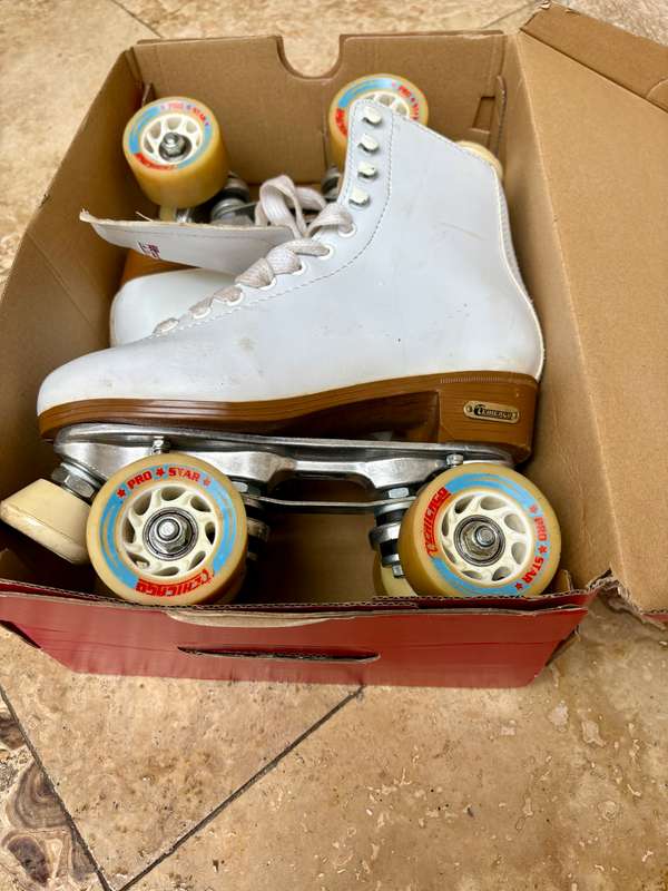 Vintage chigago roller skates premium 4 wheeler white leather ladies us 6 eur 37