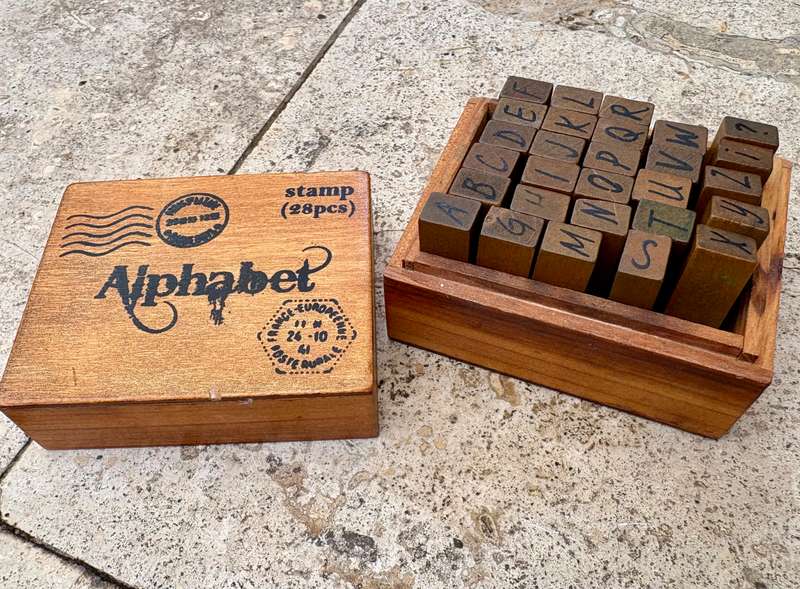 Vintage Wooden Alphabet stamp set  28 piece upper case