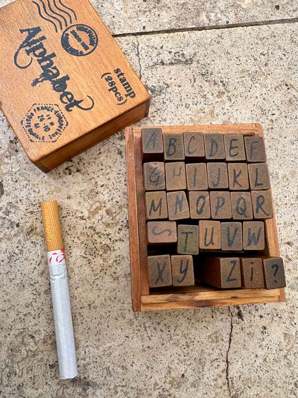 Vintage Wooden Alphabet stamp set  28 piece upper case