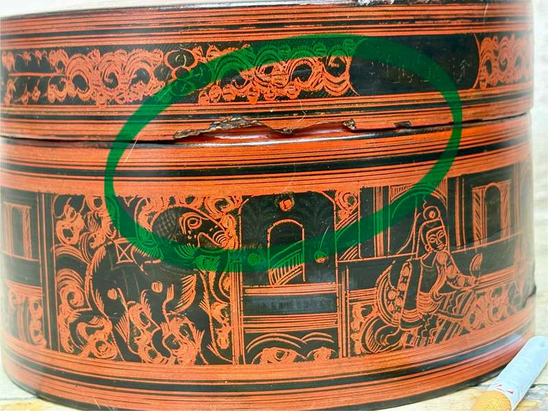Antique Lacquer Betel Nut Box Burmese box Burma with bowl