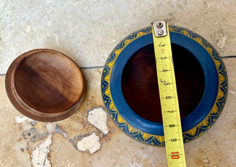 Vintage retro wooden lidded oriental trinket box 1960