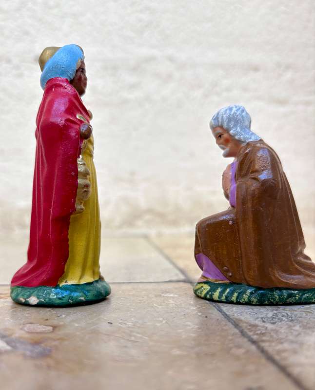 Vintage nativity figure pair Joseph and Melchior