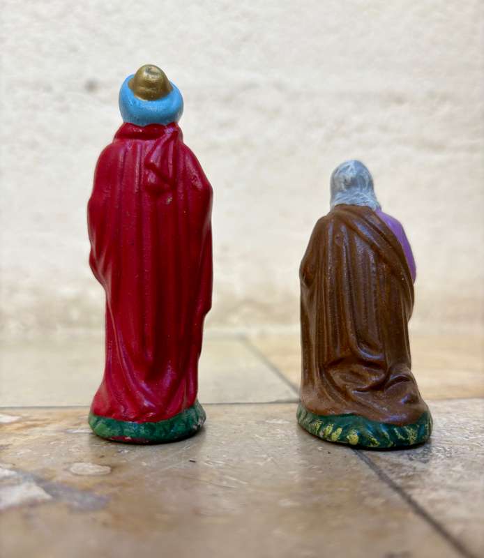 Vintage nativity figure pair Joseph and Melchior