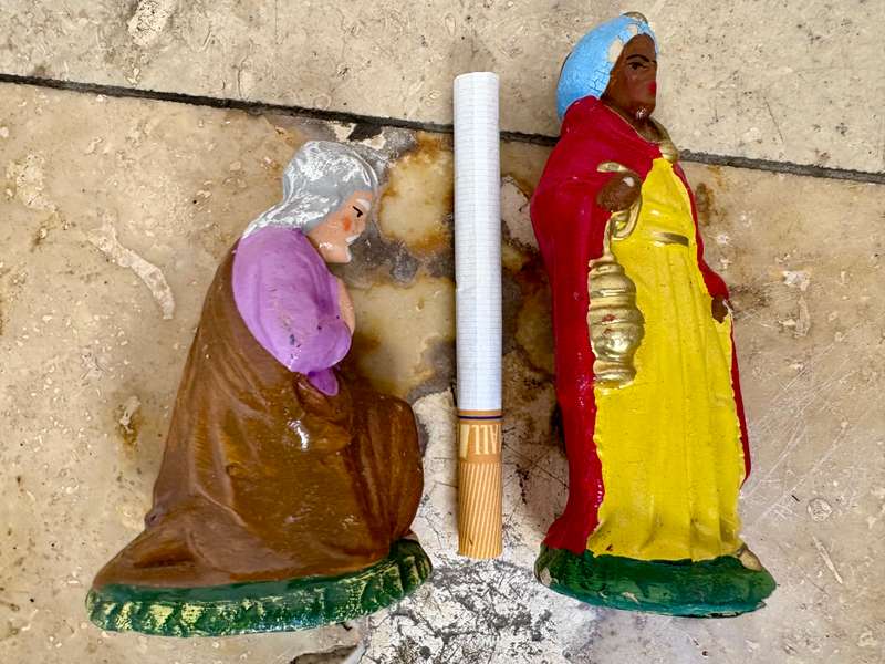 Vintage nativity figure pair Joseph and Melchior