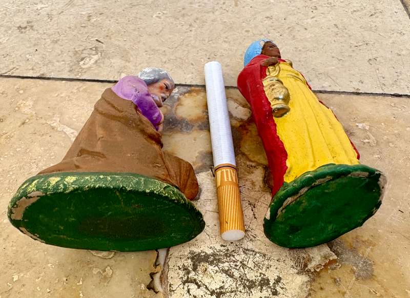 Vintage nativity figure pair Joseph and Melchior