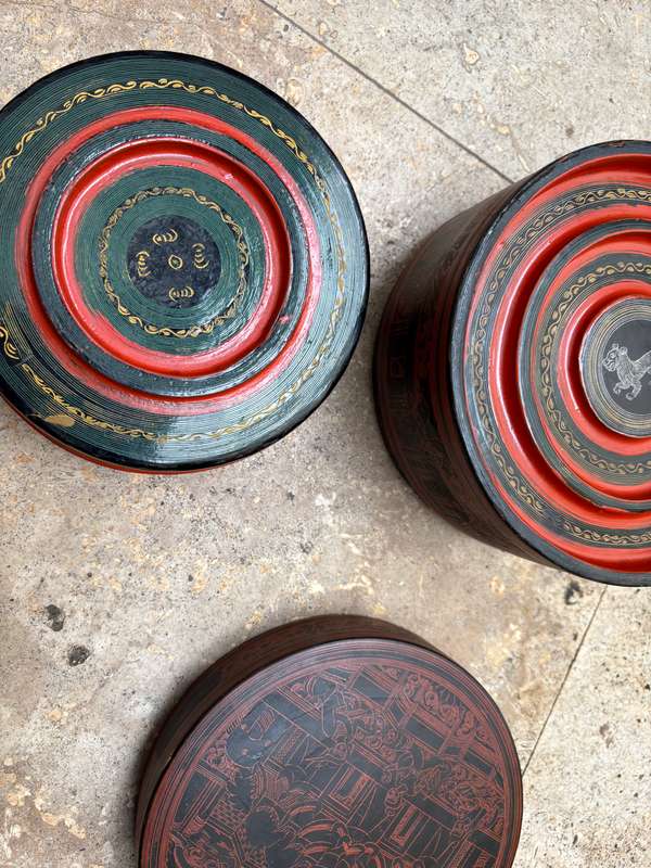 Antique Lacquer Betel Nut Box Burmese box Burma with bowl