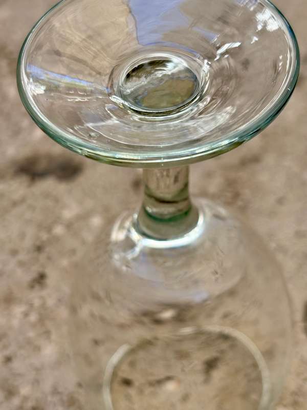 Vintage uranium glass wine glass pair