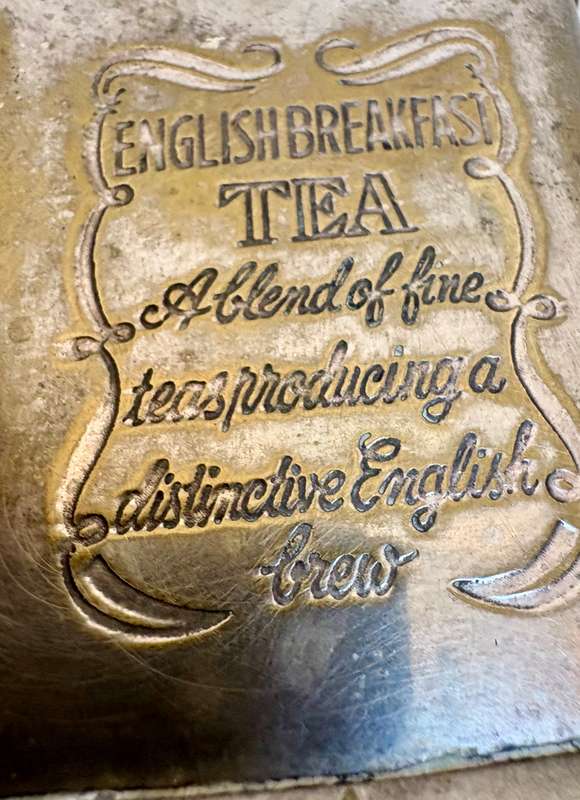 vintage brass english breakfast tea canister tin