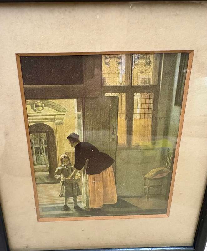 Vintage Pieter De Hooch framed print set of three Wallace collection