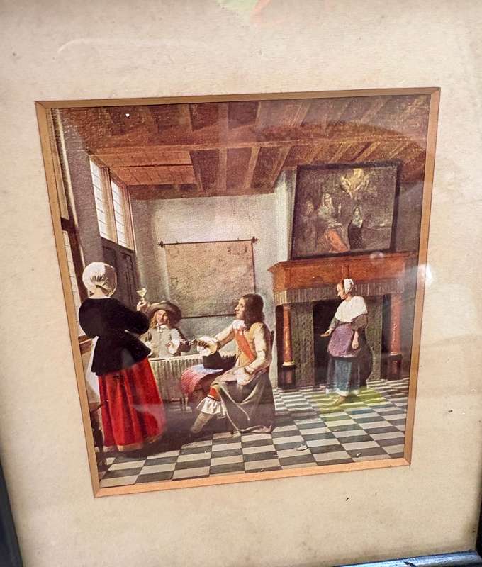 Vintage Pieter De Hooch framed print set of three Wallace collection