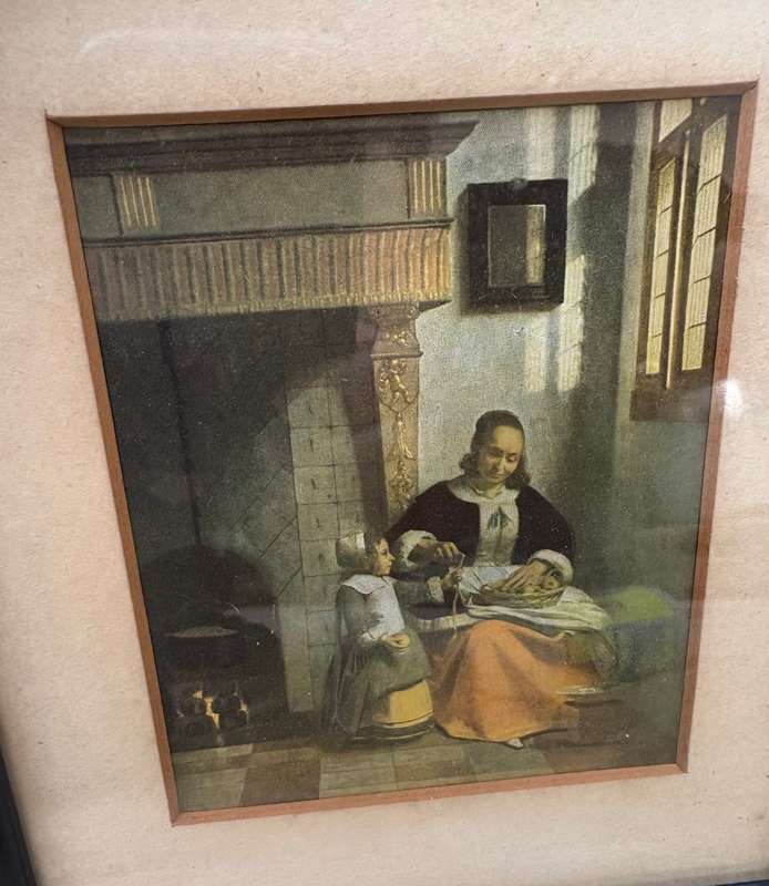Vintage Pieter De Hooch framed print set of three Wallace collection