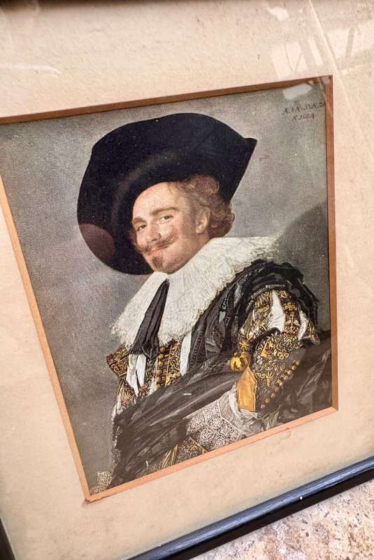Vintage set of 3 Dutch prints , laughing Cavalier and pair of Pieter De Hooch framed prints