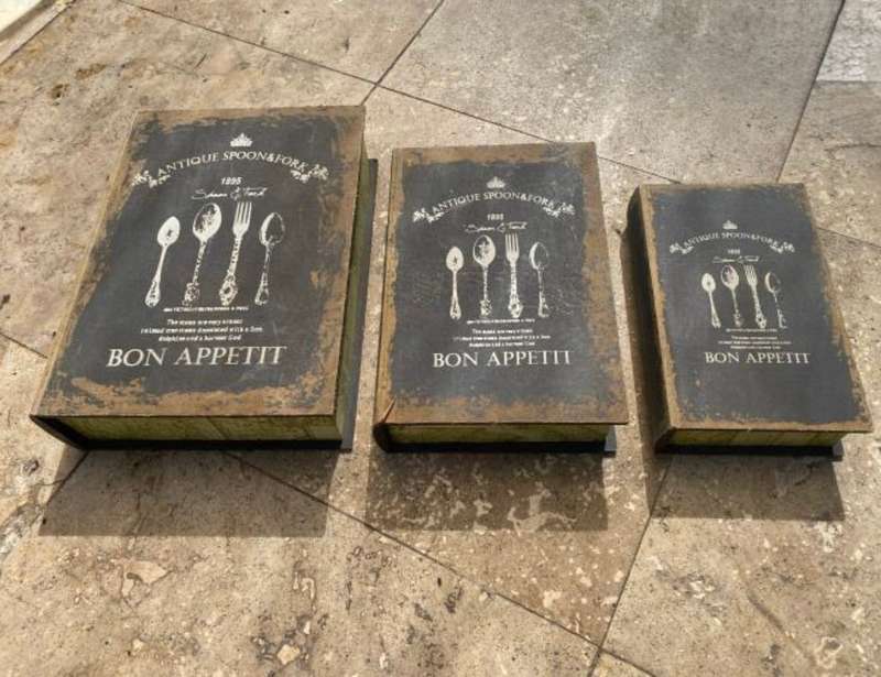 vintage book box trio