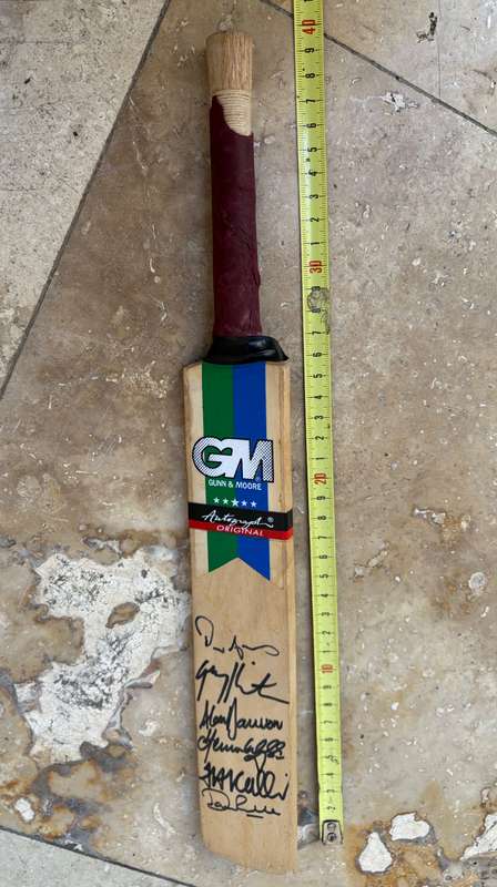 Gunn and Moore autograph original bat signed by  pro cricketers  Daniel Rowe , Alan Dawson & Co