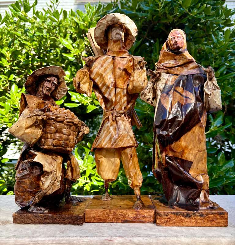 Vintage Mexican paper mache folk art lot of 3 characters