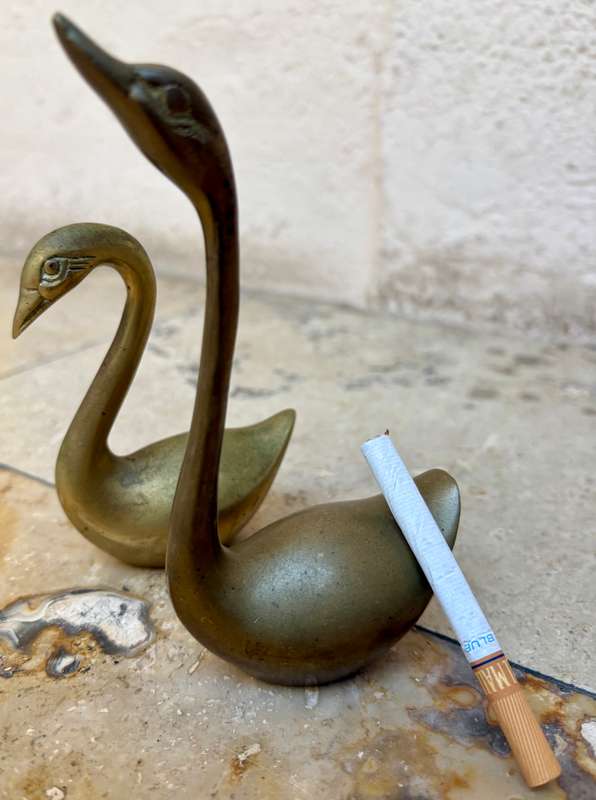 Vintage Brass Swan Duck Goose pair