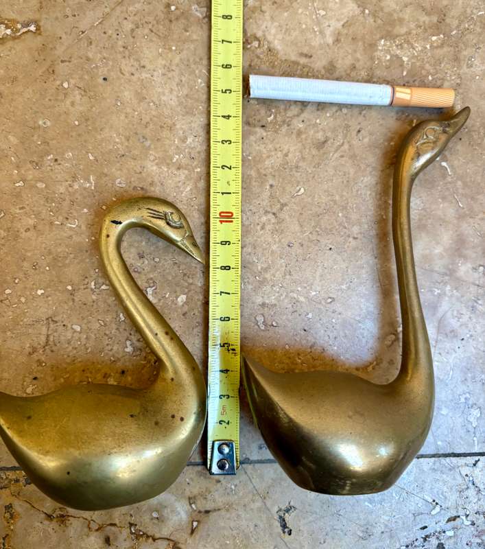 Vintage Brass Swan Duck Goose pair