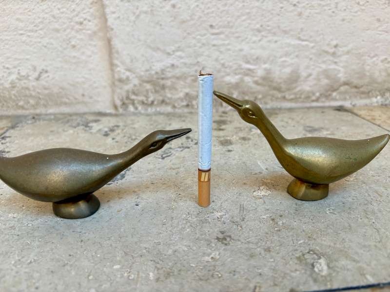 Vintage Brass ducks Goose Swan  pair