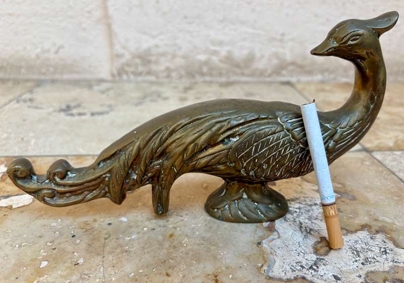 Vintage heavy Brass  Peacock  ornament