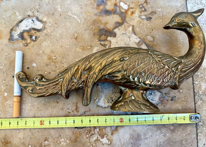 Vintage heavy Brass  Peacock  ornament