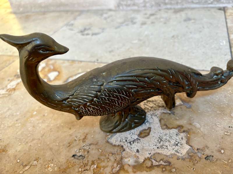 Vintage heavy Brass  Peacock  ornament