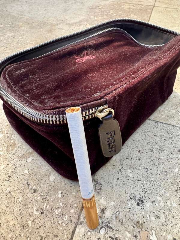 Anya Hindmarch Brown Velvet Bag British Airway First Class Amenity Case Only