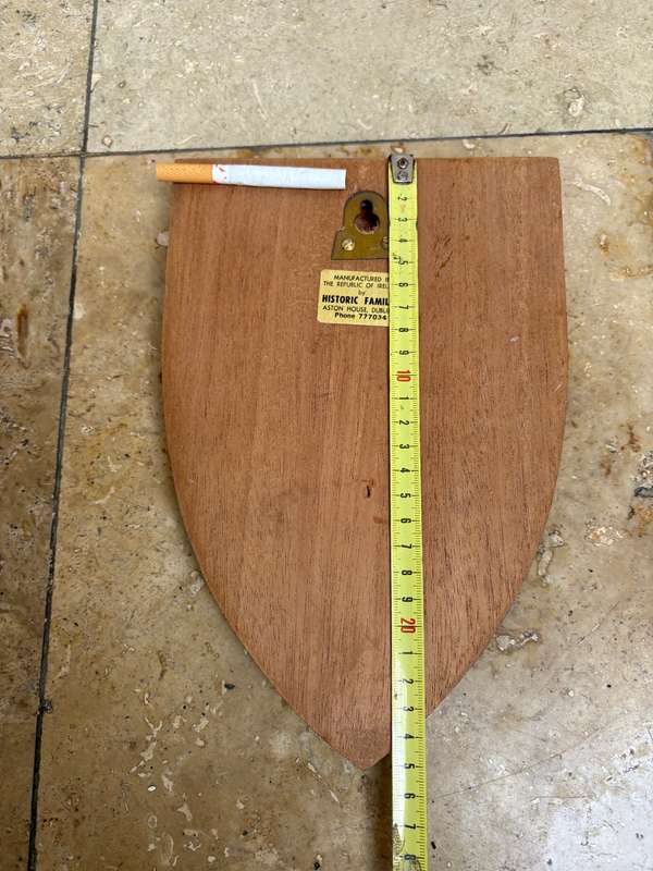 Vintage Irish wooden coat of arms plaque Fitzpatrick