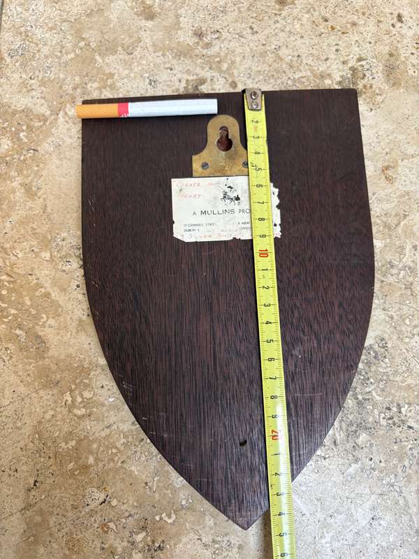 Vintage Irish wooden coat of arms plaque Curran family clan