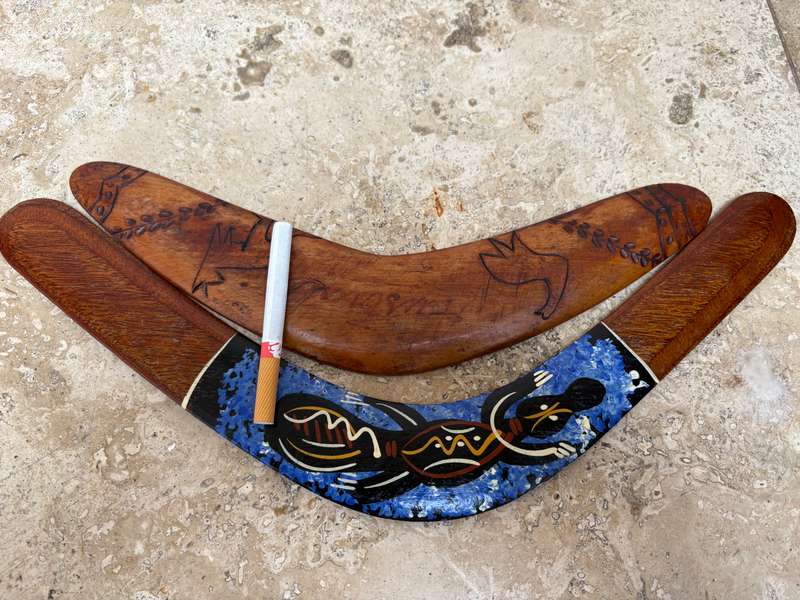 Vintage hunting wood  boomerang Pair of 2