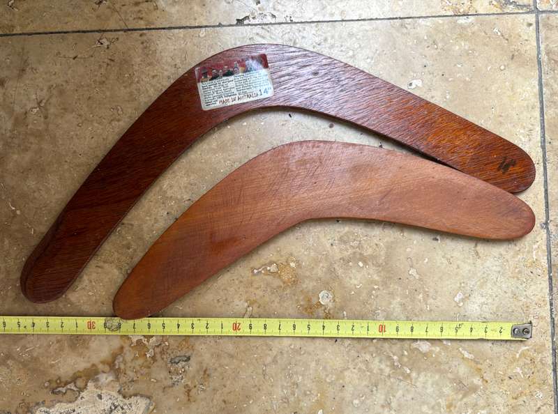 Vintage hunting wood  boomerang Pair of 2