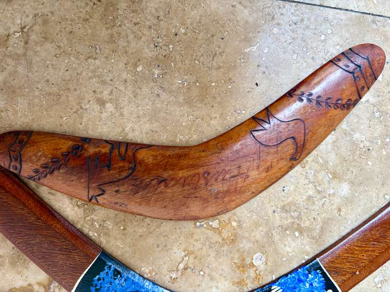 Vintage hunting wood  boomerang Pair of 2