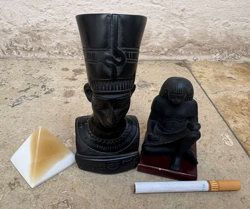 Nefertiti bust Egyptian Scribe and alabaster pyramid lot