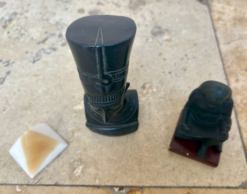 Nefertiti bust Egyptian Scribe and alabaster pyramid lot