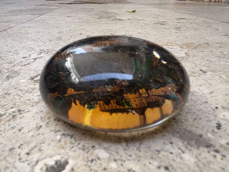 Antique domed glass paper weight Schloss Friedrichstein castle Germany