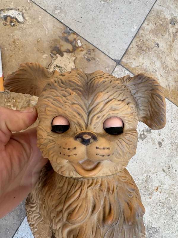 Vintage Edward Mobley Co  rubber dog blinking eyes toy