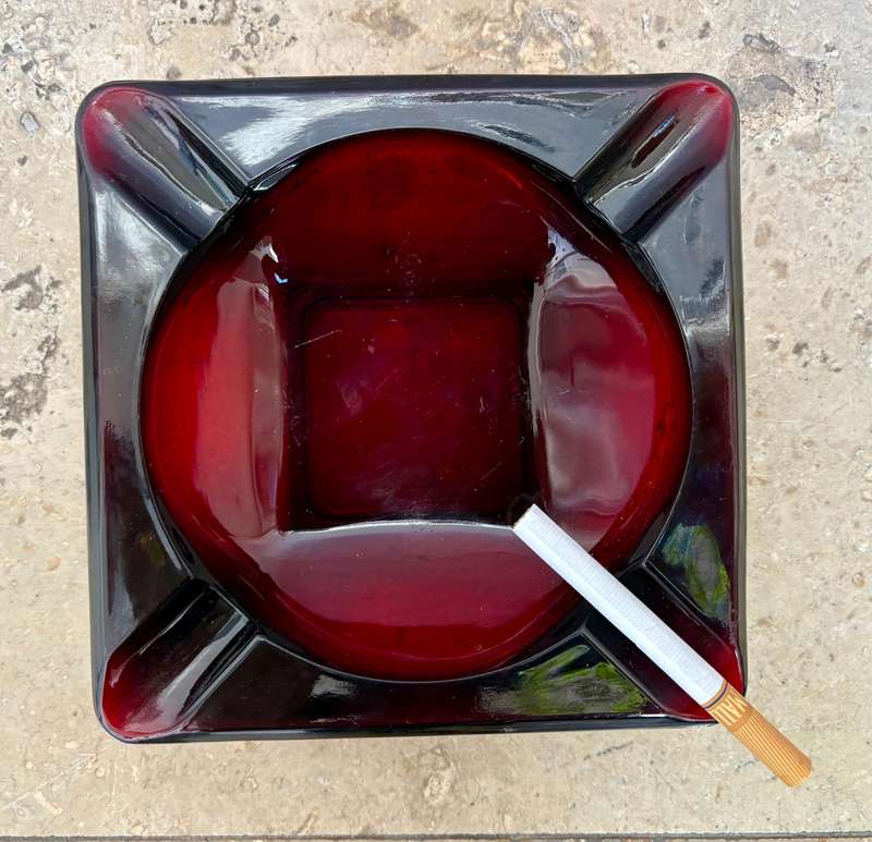 Vintage Anchor hocking ruby red glass ashtray