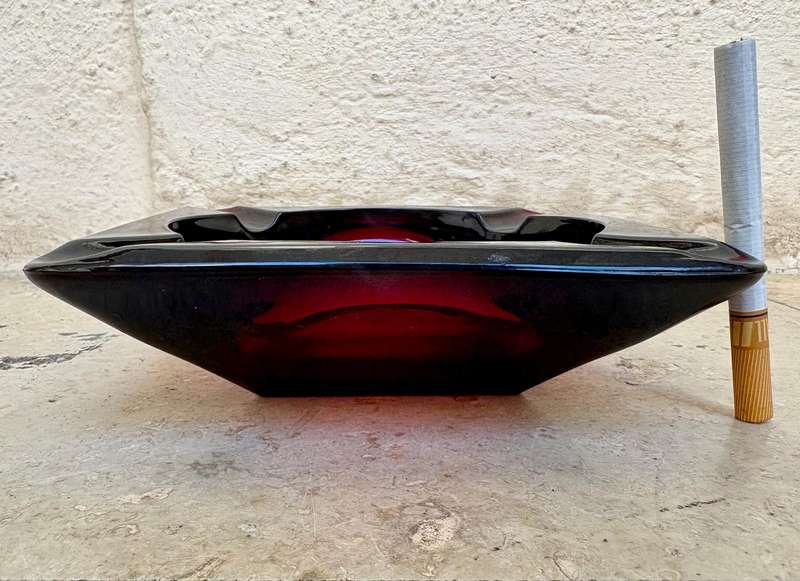 Vintage Anchor hocking ruby red glass ashtray