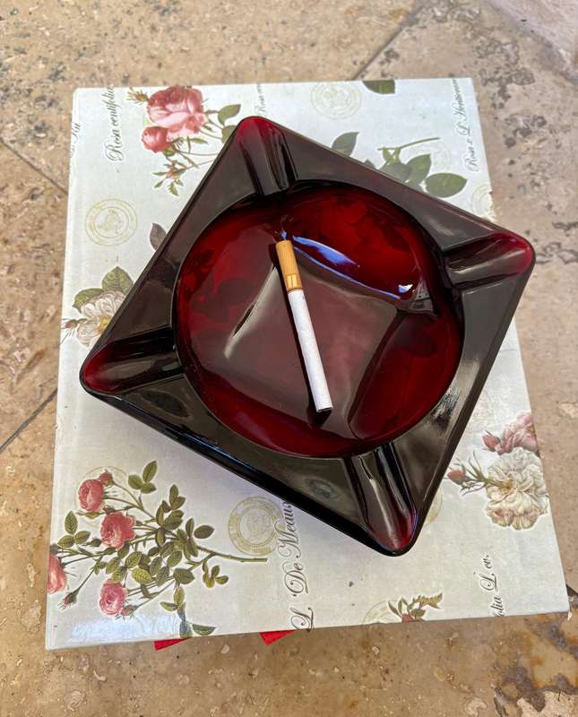 Vintage Anchor hocking ruby red glass ashtray