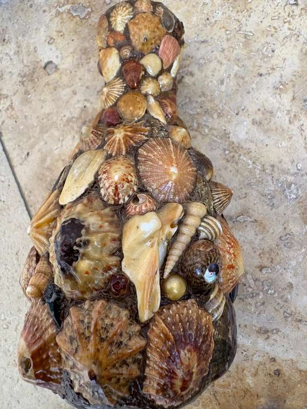 Vintage glass shell encrusted vsse / candle holder