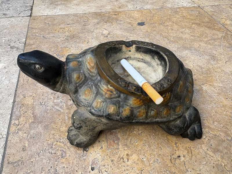 Vintage Chinese ceramic turtle tortoise ashtray life size